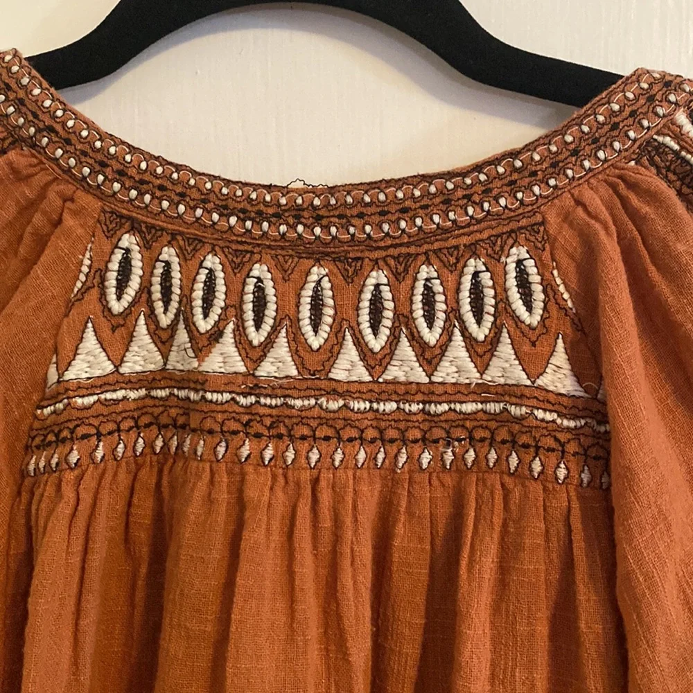 Free People Dream Weaver V-Neck Embroidered Tunic